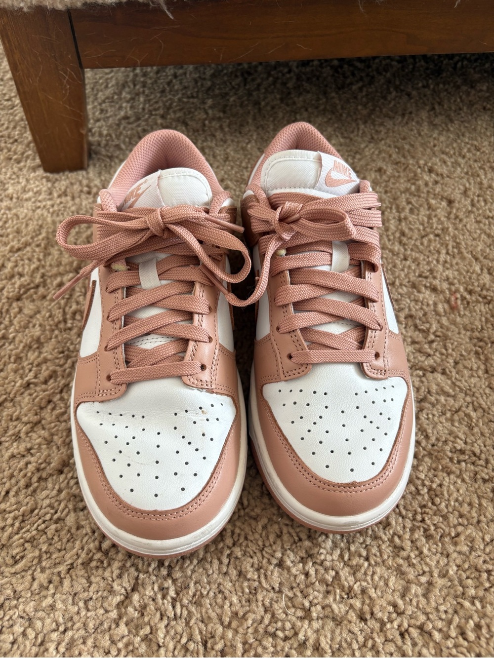 Nike Women’s Dunks Sneakers in Dusty Rose and White
